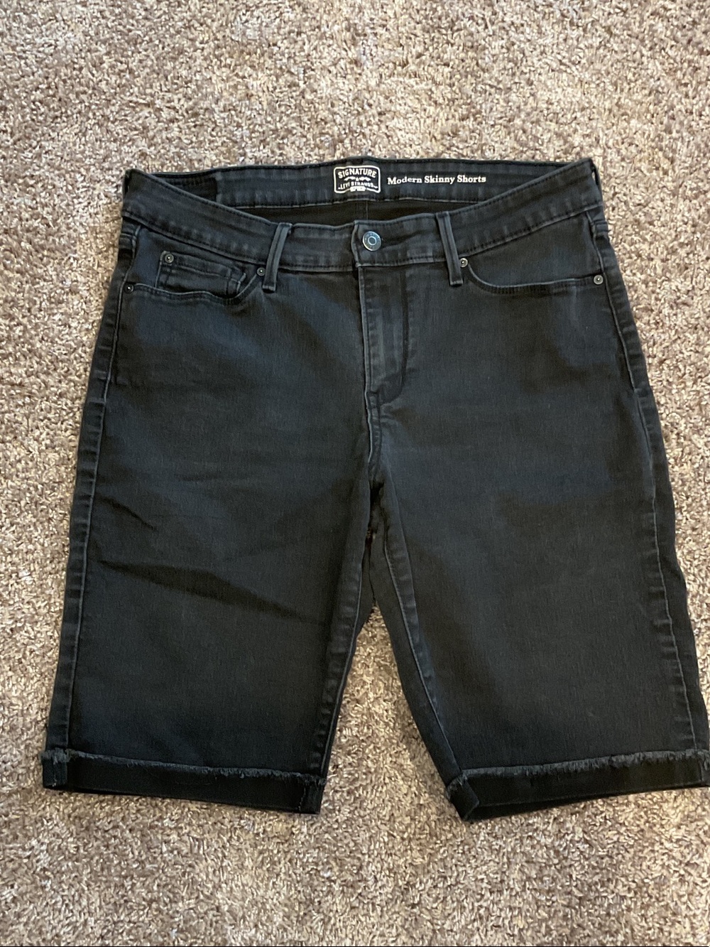 Signature by Levi Strauss Black Jean Shorts, Size 14